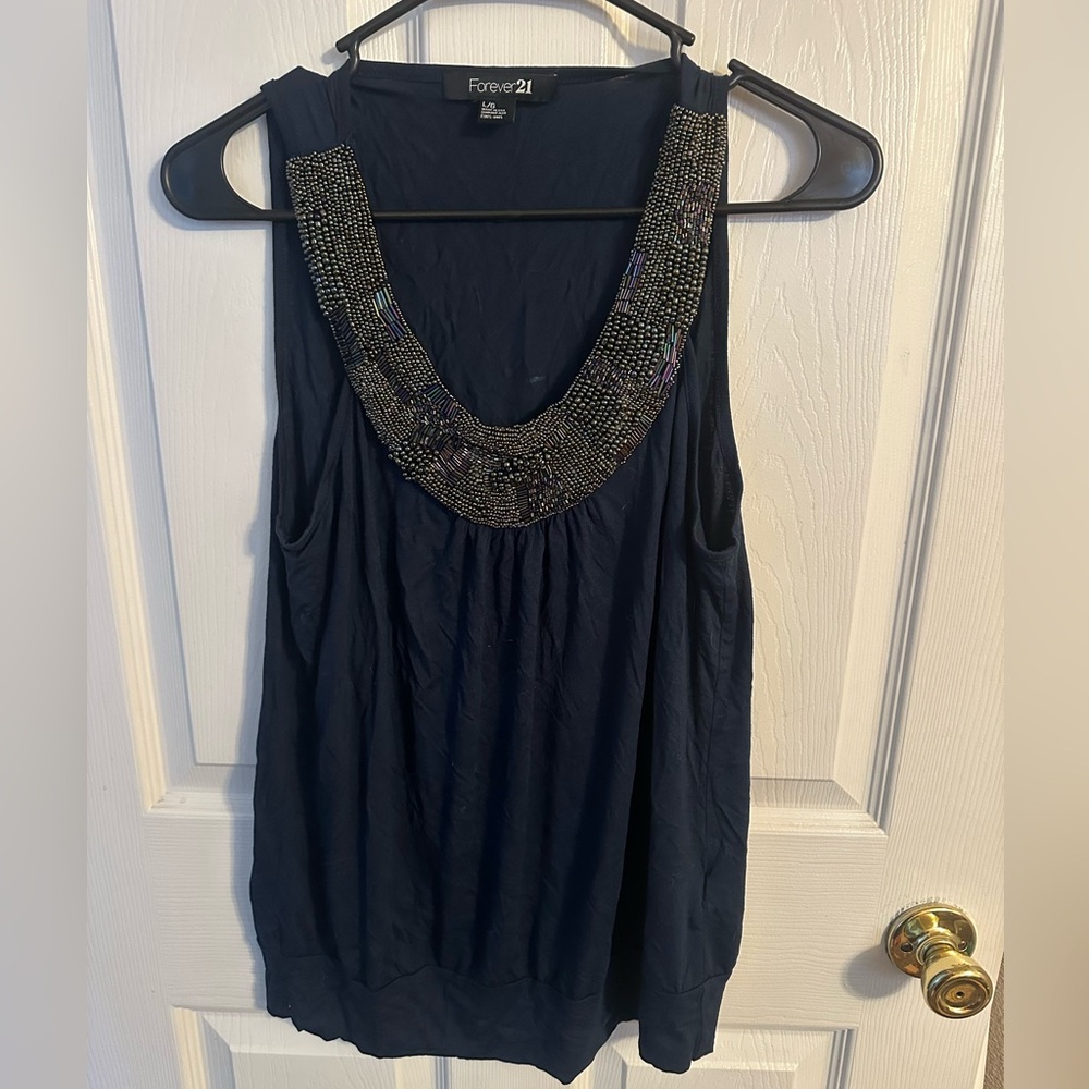 Forever 21 Navy Embellished Women's Going Out Top